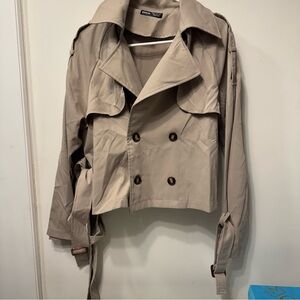 SHEIN Khaki Cropped Trench Coat
